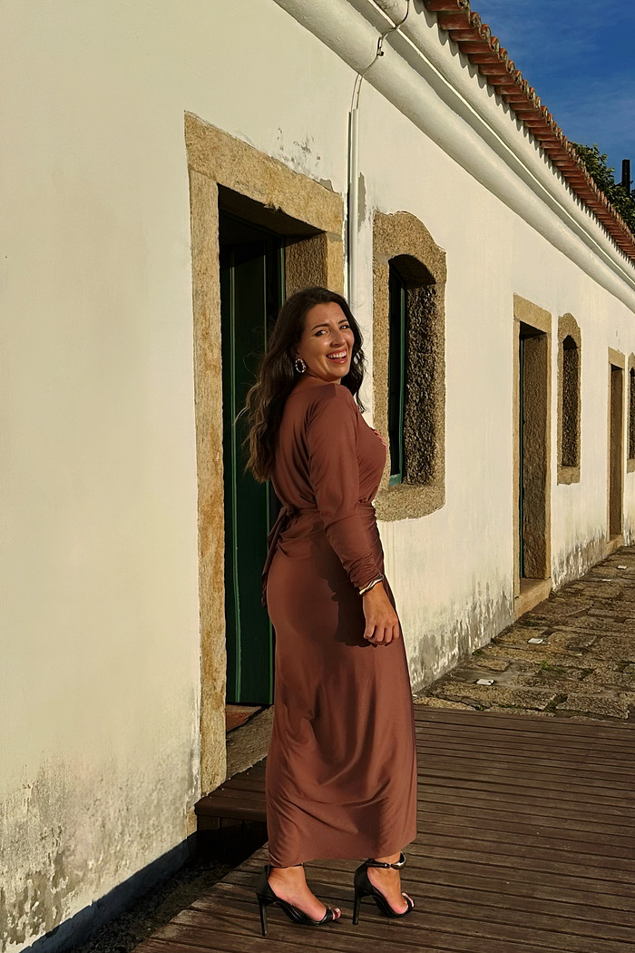 Vestido Grécia outono marrom