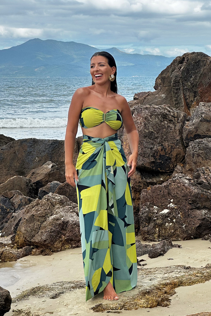 conjunto saída 1001 formas longa tropicália  verde