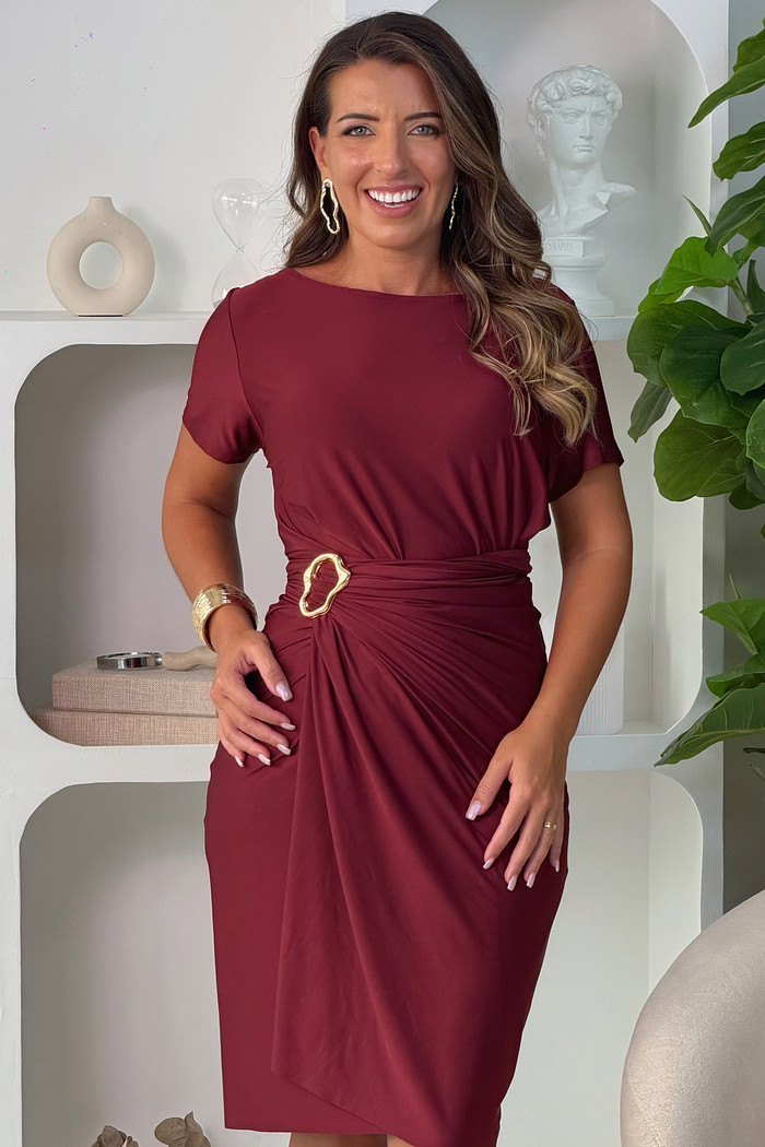Vestido Grécia bordo