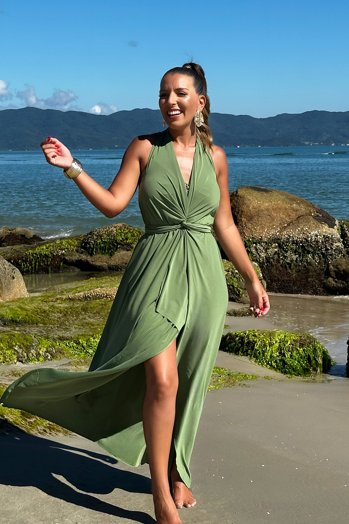 Saída 1001 formas longa verde militar