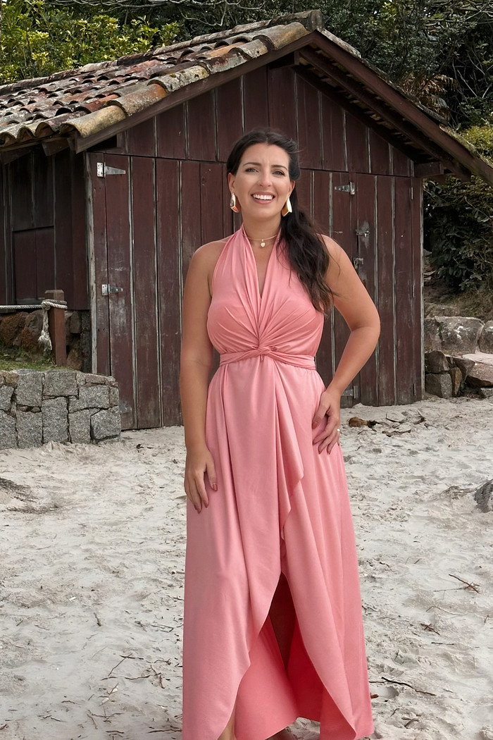 Conjunto saída 1001 formas longa & top rosa camomila