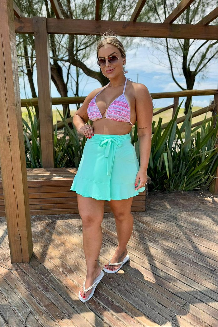 SAIA DE PRAIA JADNA CURTA BABADOS LISA