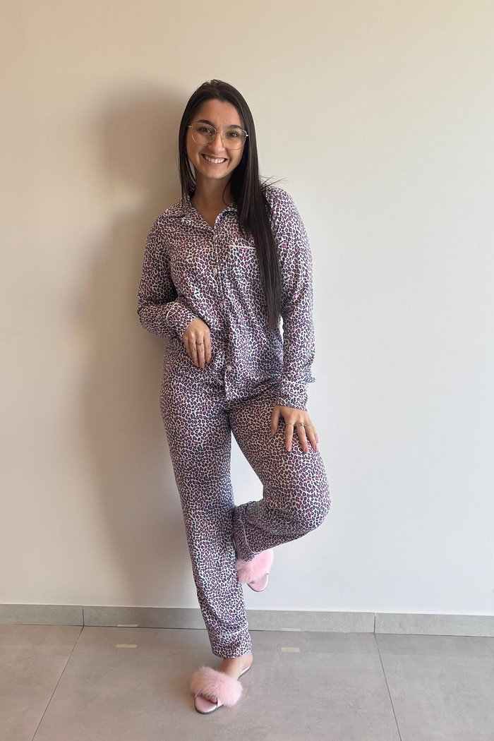 PIJAMA BRUNA LONGO BOTAO MALHA PV