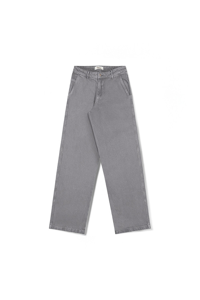 CALÇA SARJA RETA STONED CINZA