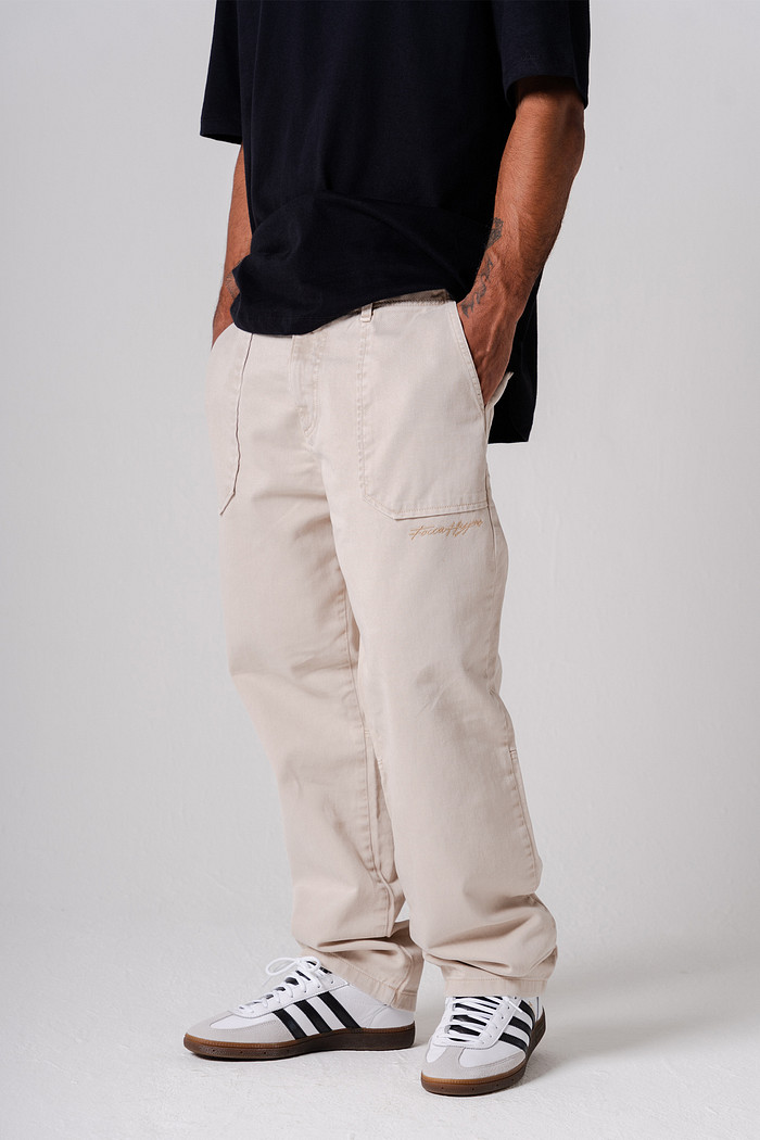 CALÇA SARJA RETA AREIA