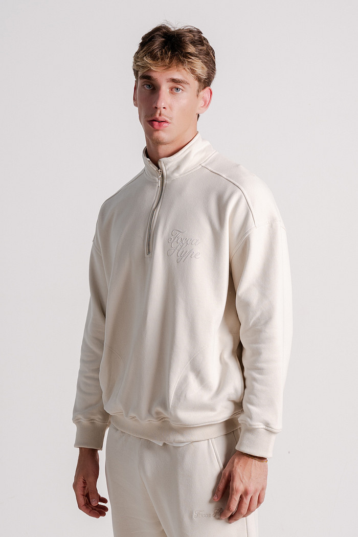 MOLETOM ZIP OVERSIZED AREIA