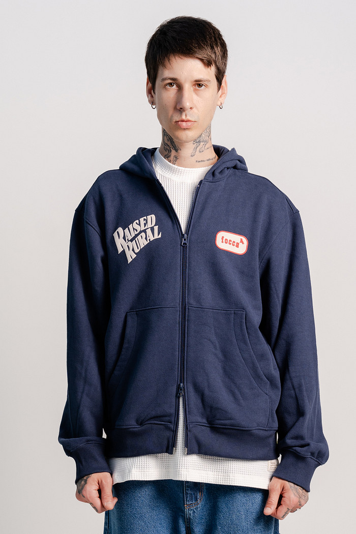 MOLETOM DOUBLE ZIP RAISED RURAL MARINHO