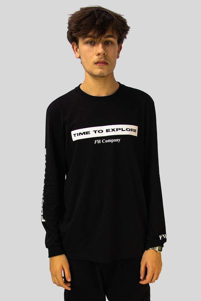 CAMISA LONG LOOSE TIME TO EXPLORE BLACK