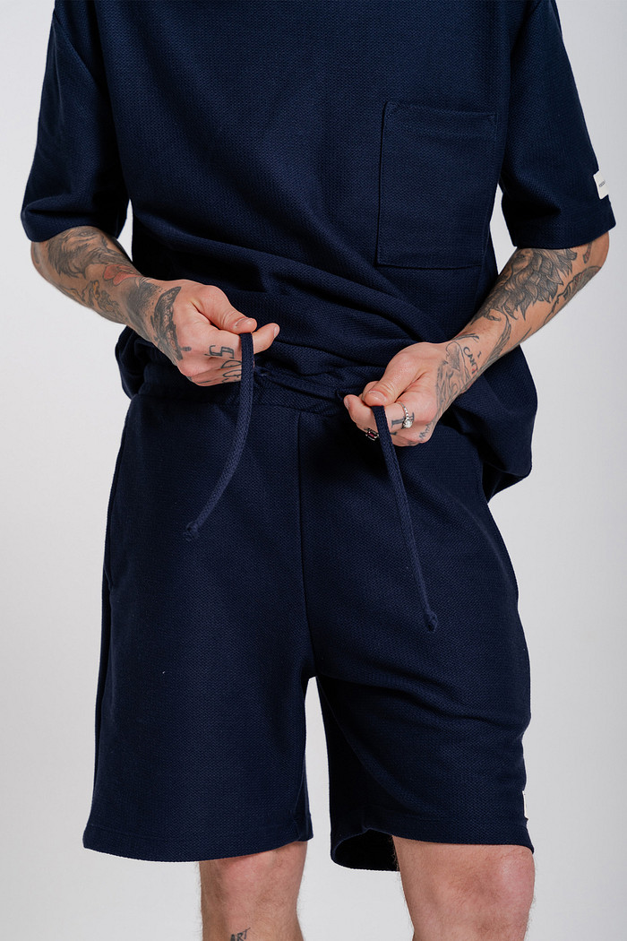 SHORTS MOLETOM ARTISAN AZUL