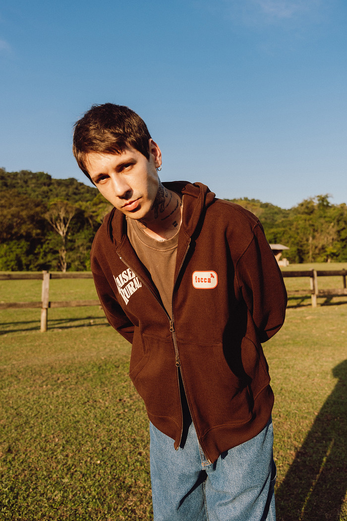 MOLETOM DOUBLE ZIP RAISED RURAL MARROM