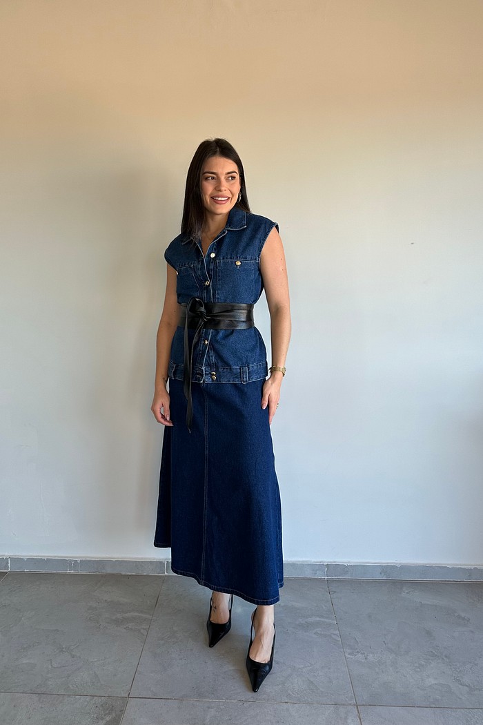 Saia Midi Jeans Thelma