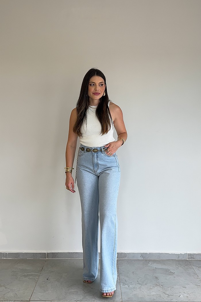 Calça Wide Leg Jeans Marcela