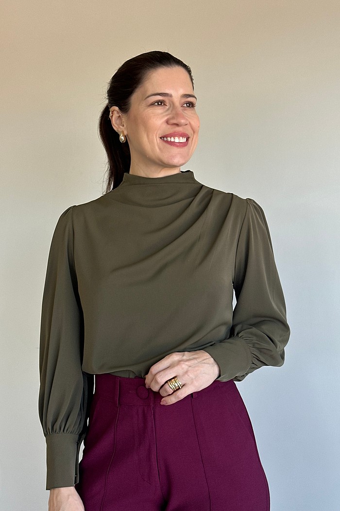 Blusa Social Thelma - ML - Gola Alta