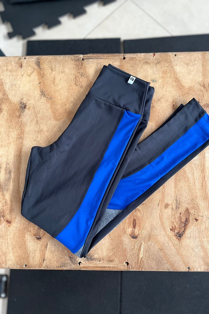calça legging faixa azul