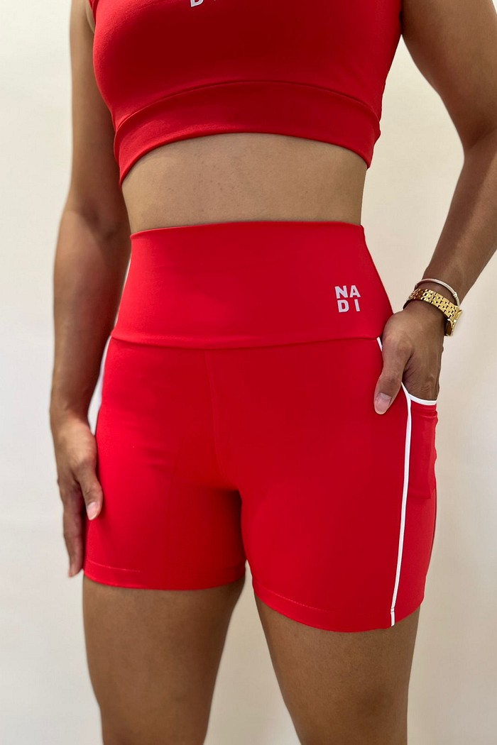 bermuda vell meia coxa com bolso vermelha