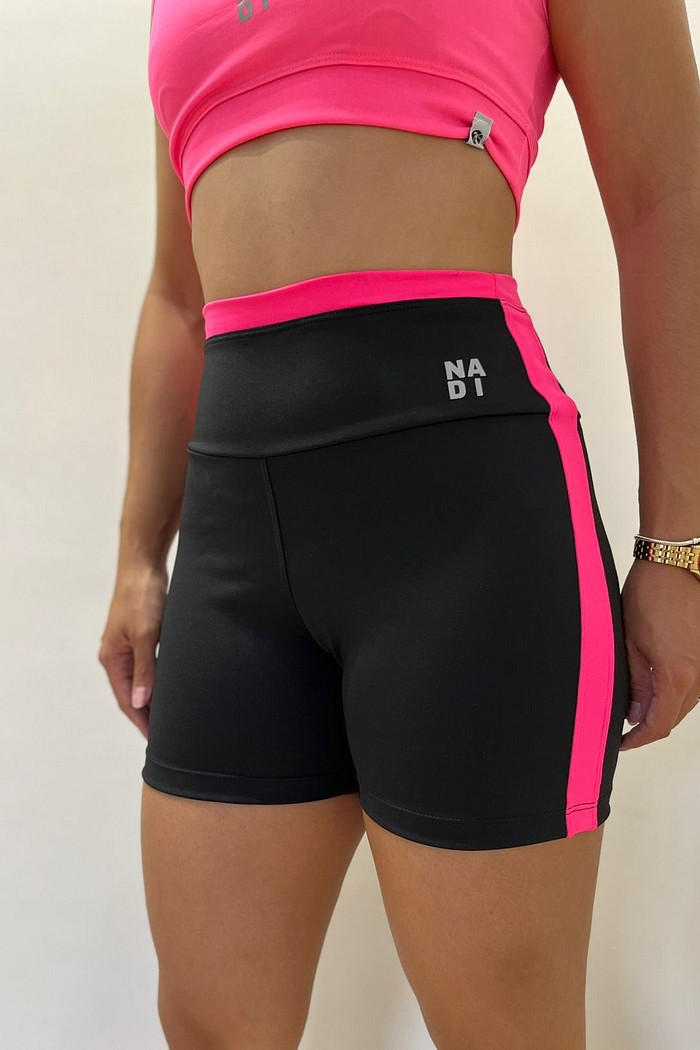 bermuda side meia coxa rosa neon