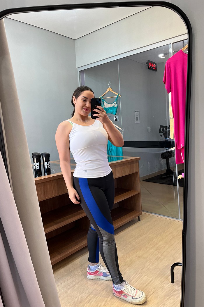 calça legging faixa azul