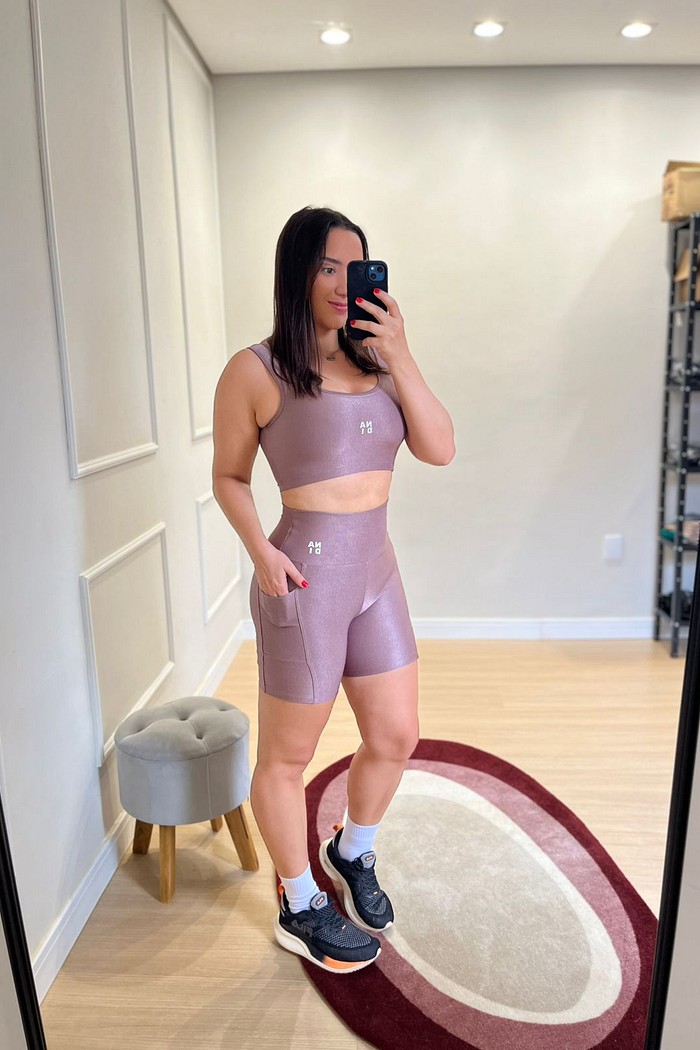 conjunto bemuda e top rib glow cacau