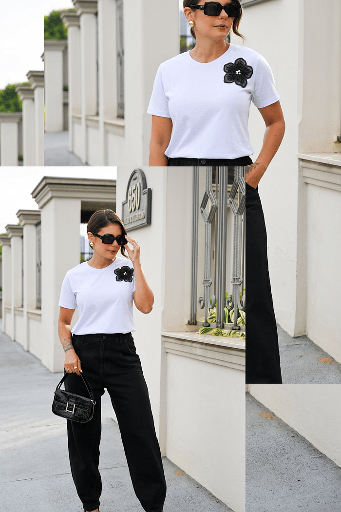 T-SHIRT _  FLOR [ APLIQUE - HAND MADE]