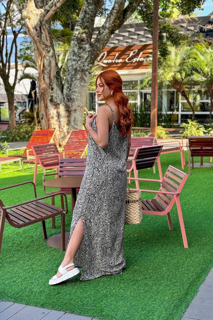 Vestido Slip Estampado - Zebra