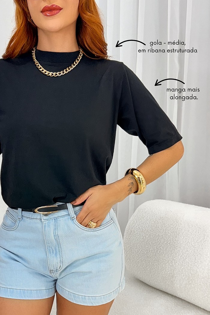 T SHIRT GOLA ALTA _ [SEM ESTAMPA]