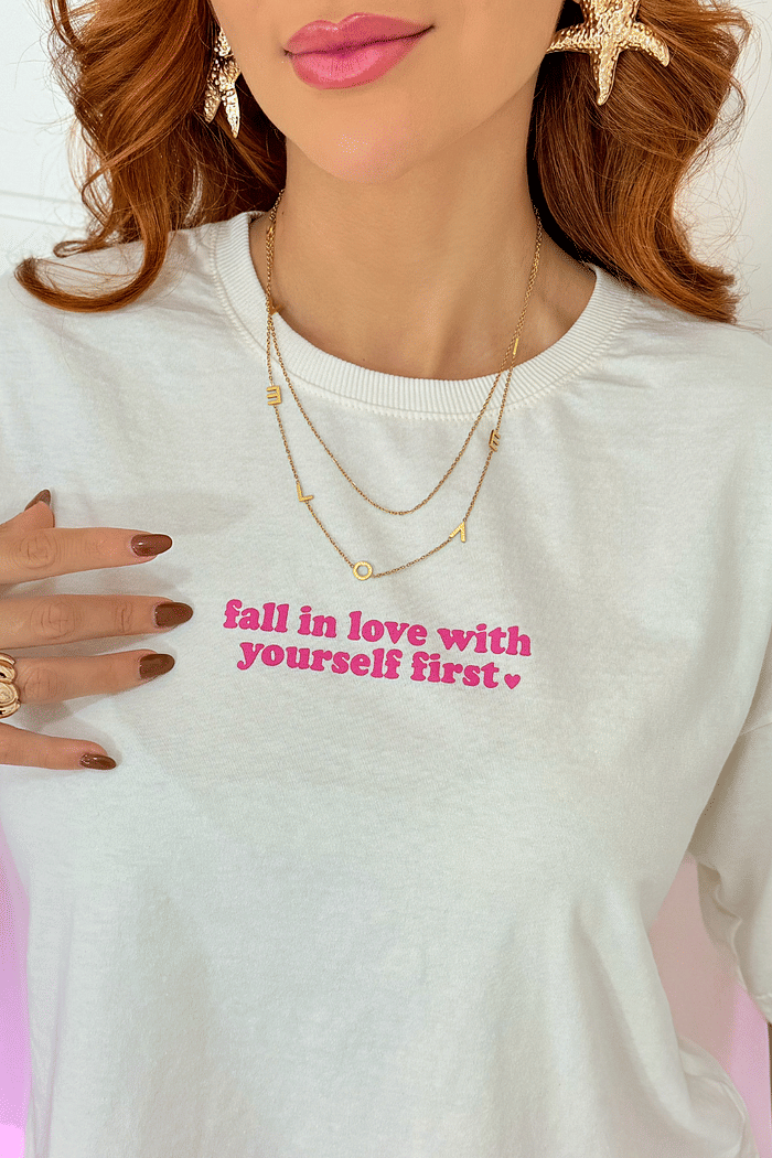 CROPPED OVERSIZED _ FALL IN LOVE  _  OFF WHITE