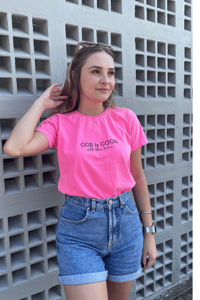 T SHIRT  _ FRASE - DEUS É BOM O TEMPO TODO