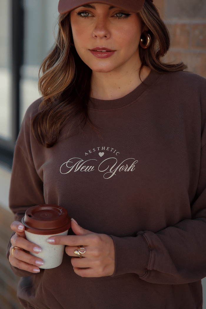 CASACO MOLETOM  100% ALGODÃO  _  AESTHETIC NEW YORK  _  MARROM