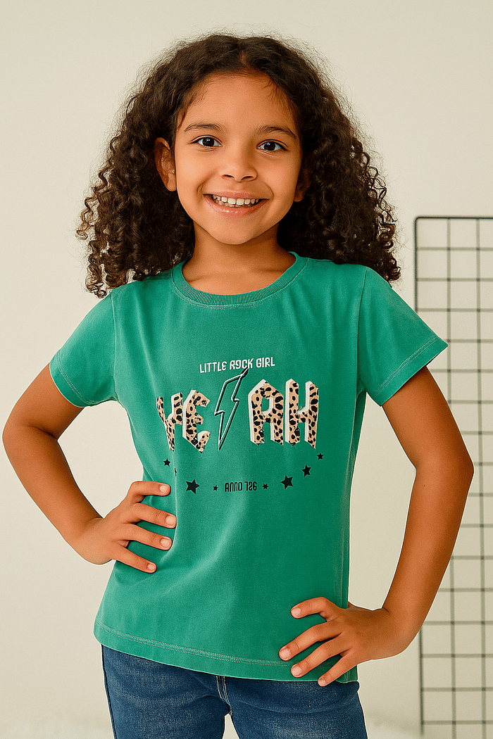 T SHIRT INFANTIL  _  YE⚡ AH  _  VERDE