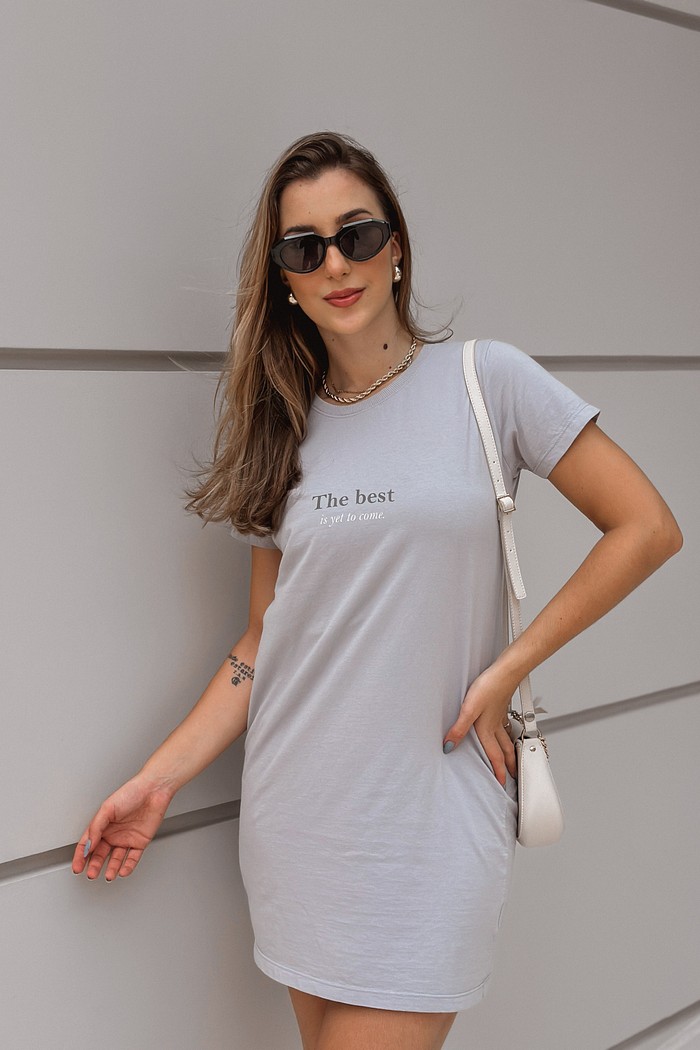 TEE DRESS  _  THE BEST - CINZA