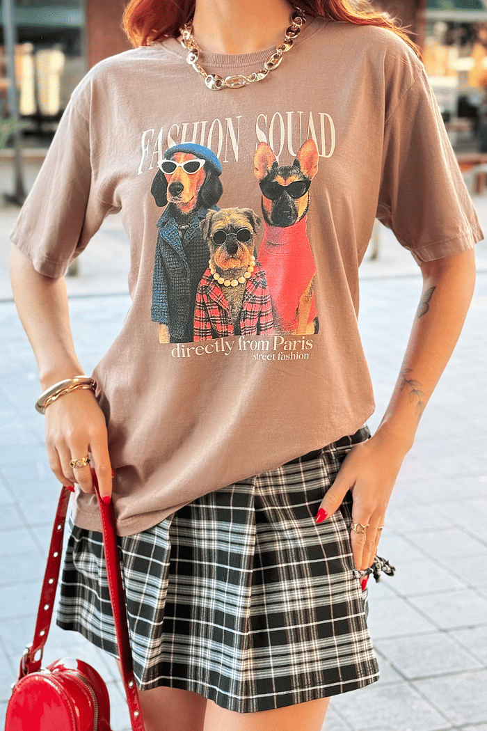 MAXI TEE _  FASHION SQUAD  _   MARROM