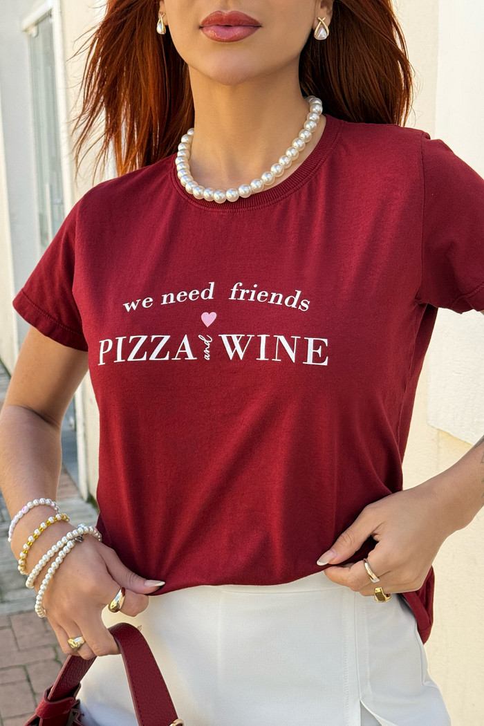 T SHIRT  _   FRIENDS_PIZZA_&_WINE