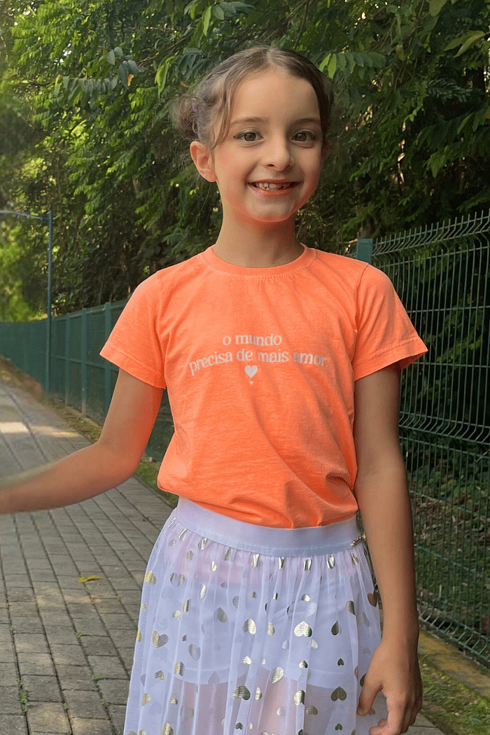 T SHIRT INFANTIL  _  O MUNDO  _  LARANJA