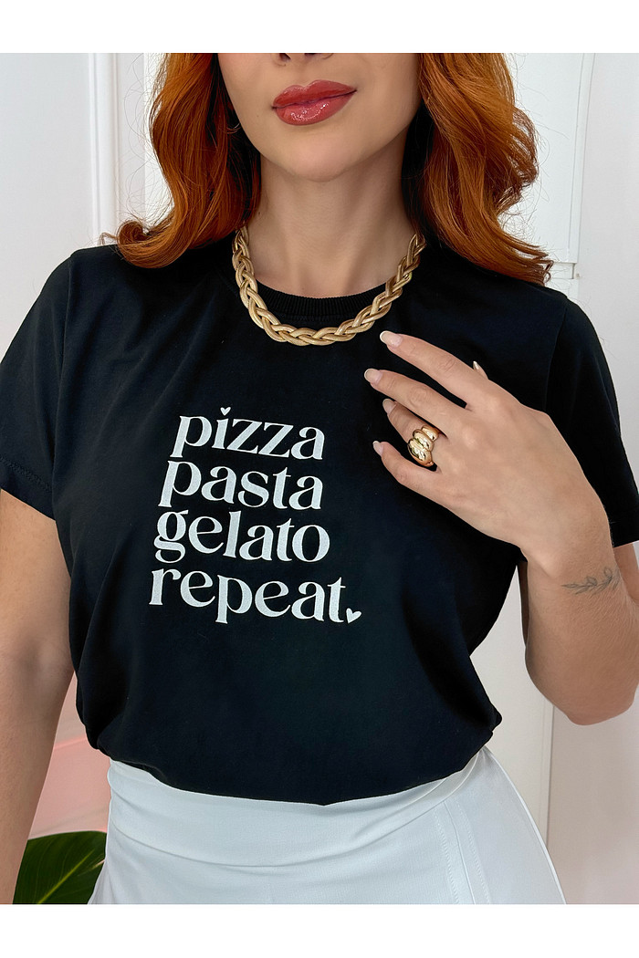 T SHIRT  _  PIZZA - PASTA - GELATO - REPEAT
