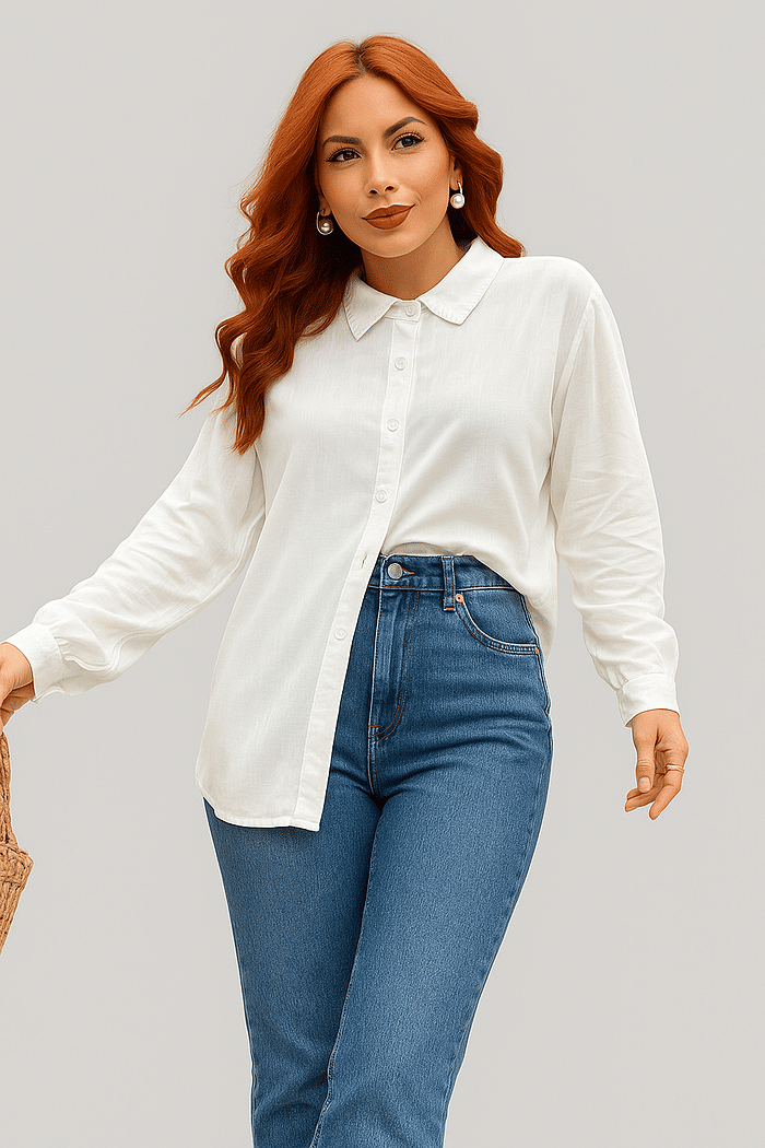 CAMISA OVERSIZED _ VISCOLINHO _ BRANCA