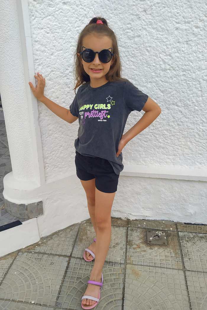 T SHIRT INFANTIL  _  HAPPY GIRLS  _  MARMORIZADO