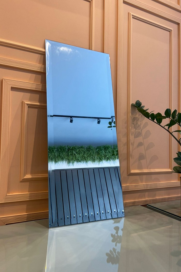 ESPELHO PRATA COM BISOTÊ 32X79CM  (ESPELHO COM AVARIAS!)