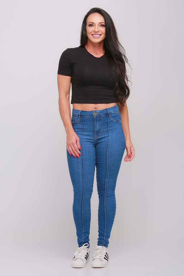 Calça Jeans Skinny Feminina com Nervura 24518