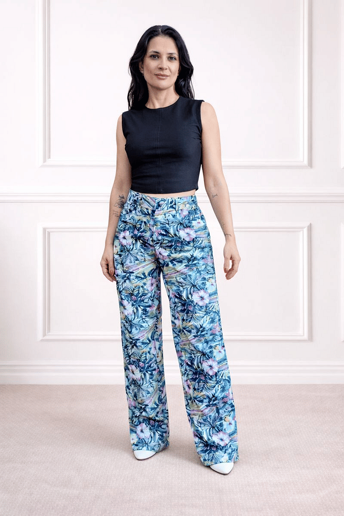 Calça Wide Leg Feminina Cintura No Lugar 25257