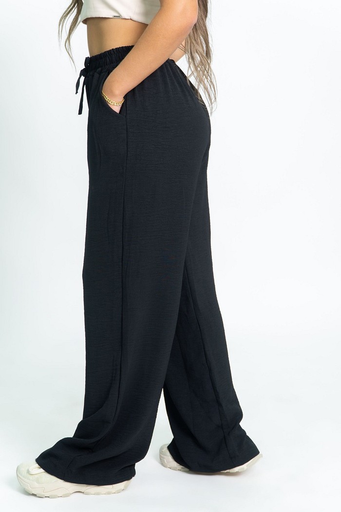 Calça Pantalona Feminina Duna com Elástico Preta