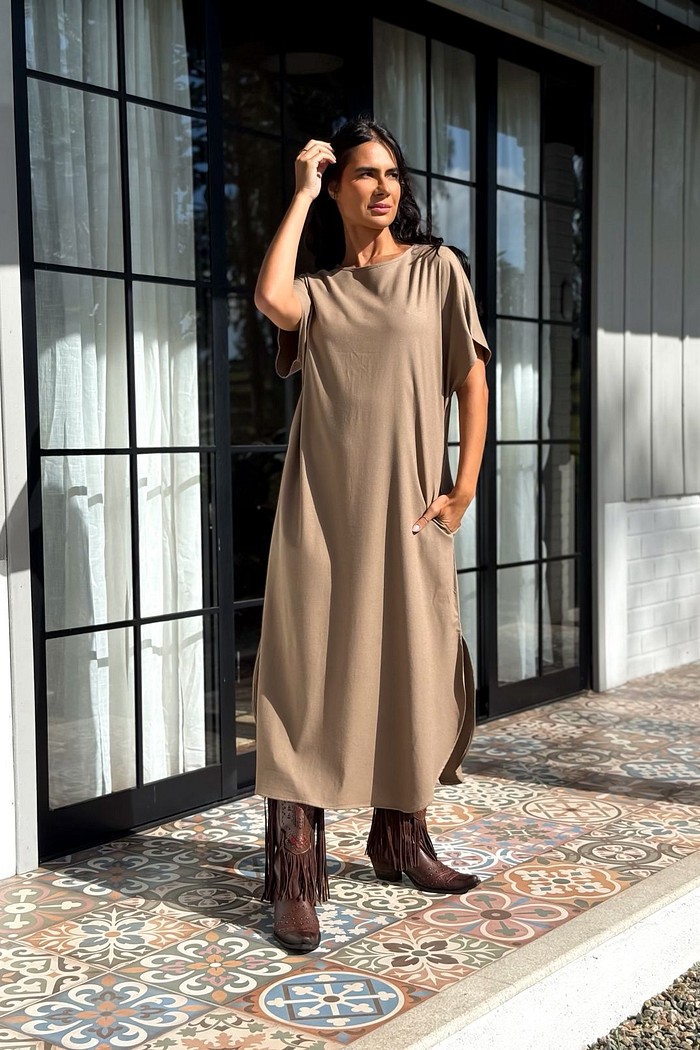 VESTIDO VISCOSE MIDI RIACHO