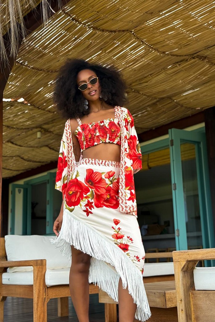 SAIA VISCOSE FRANJA JARDIM REAL