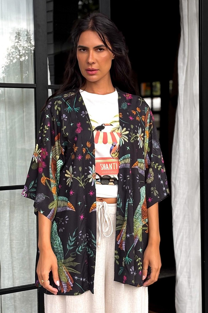 KIMONO VISCOSE FLORAL DE VERAO