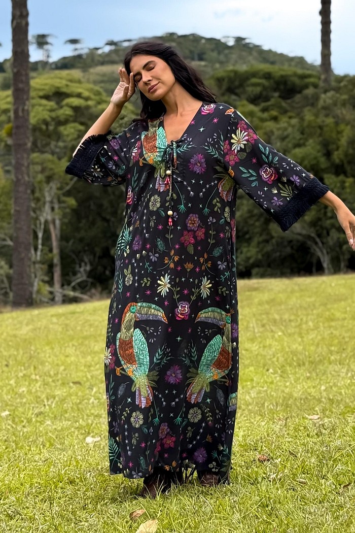 VESTIDO VISCOSE FLORAL DE VERAO