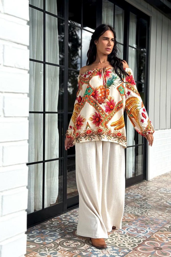 BLUSA VISCOSE FLORA ILUMINADA