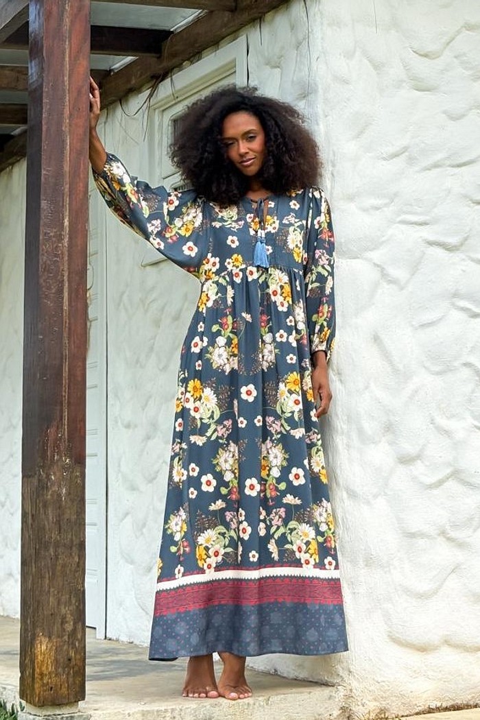 VESTIDO LONGO VISCOSE NOITE FLORIDA