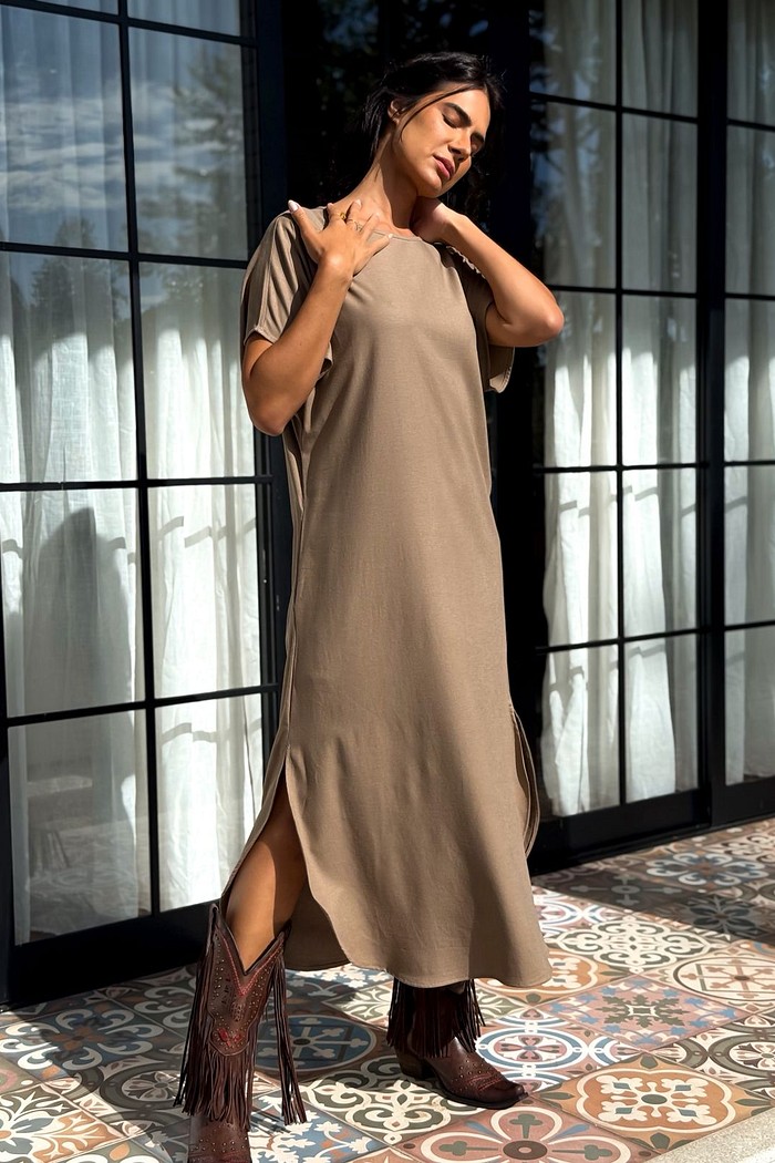 VESTIDO VISCOSE MIDI RIACHO