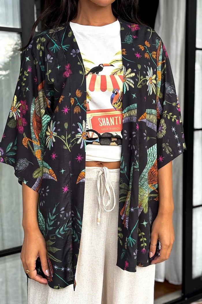 KIMONO VISCOSE FLORAL DE VERAO