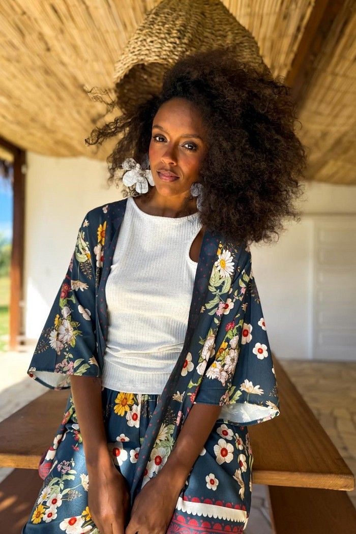 KIMONO VISCOSE NOITE FLORIDA
