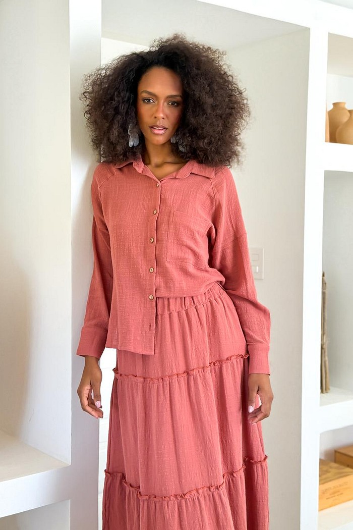 SAIA LONGA ALGODAO BRUMA